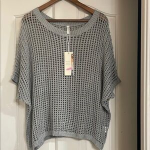 Chic Gray Open-Knit Sweater